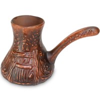 59-784 Турка "Деревня" из красной глины 0,9 л; высота - 14см, ширина - 24см, длина - 13см BL_59-784