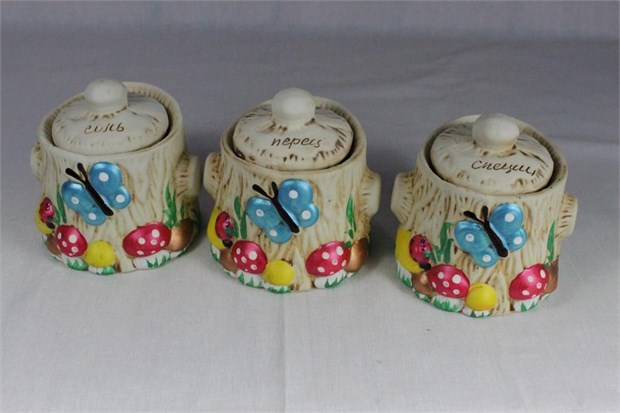 арт.НА1007 35190/1 Набор для специй "Пенек" цветной 3пр. НА1007