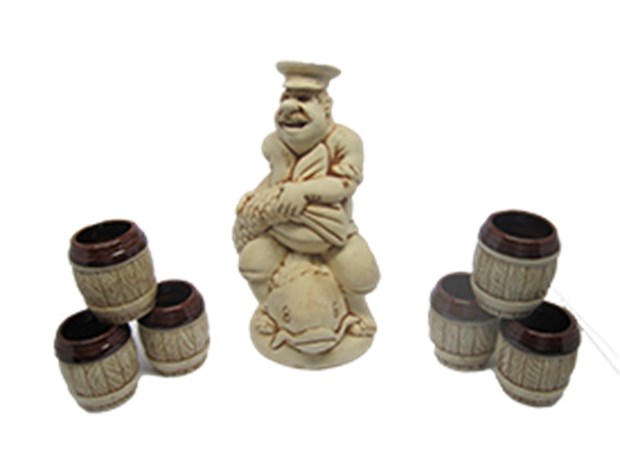 арт.71-016 Водочно-коньячный набор "Козак на рыбе" (штоф+6 стопок) 71-016