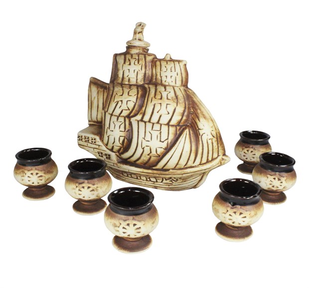 арт.ВК1021 99-007 Водочно-коньячный набор "Удача" шамот  (штоф+6рюмок) ВК1021