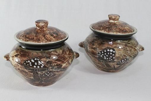 арт.8801 Горшок для запекания «Мухамор» (мрамор) 0,7л. 8801