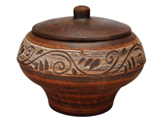 69_332.1 Чугунок керамический (Орнамент) 1шт 0,6л высота-8,5см, ширина - 14см, длина - 14см 69-332