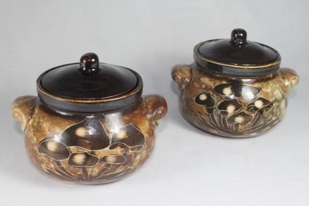 арт.ГО1024 8906 Горшок для запекания (кастрюлька) ИЗ 2 ШТ «Опята» (мрамор) 0,7л. ГО1024