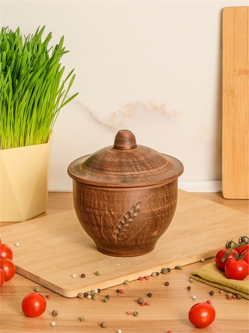 69-128 Горшок для запекания (Колос) 0,6 л. ; высота - 13см, ширина - 12см, длина - 12см 69-128