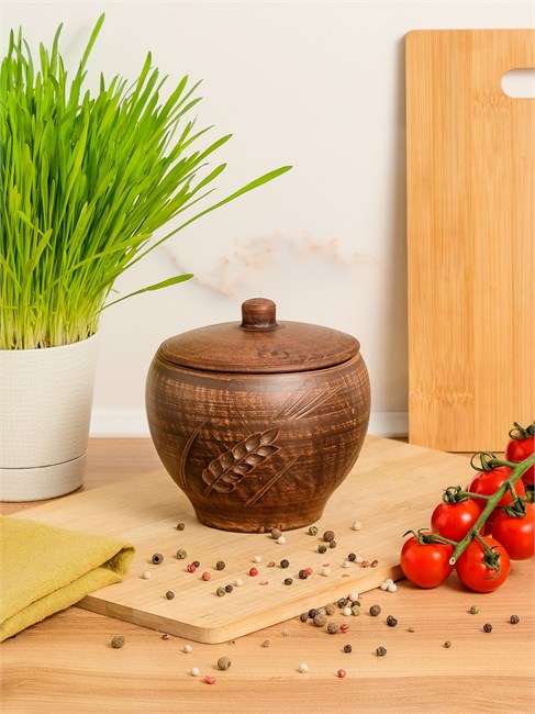 69-130 Горшок для жаркого №1 (Колос) 0,7 л. ; высота - 13см, ширина - 13см, длина - 13см 69-130