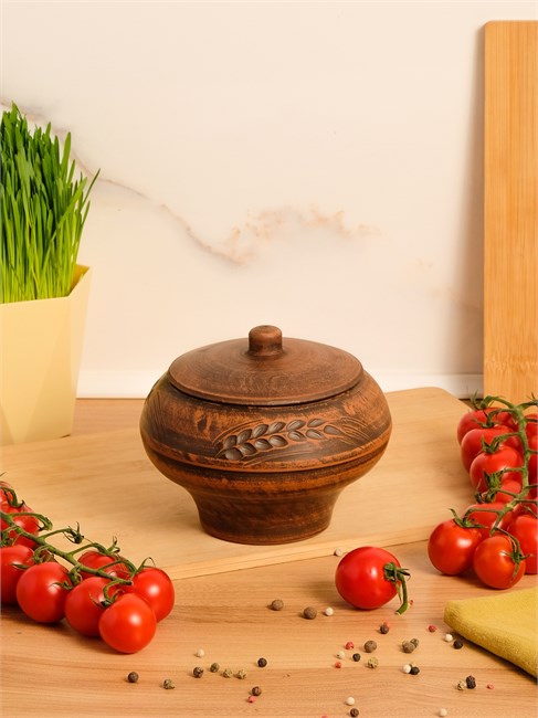 69-132 Чугунок/Горшок для жаркого №1 (Колос) 0,6 л. ; высота - 13см, ширина - 14см, длина - 14см 69-132