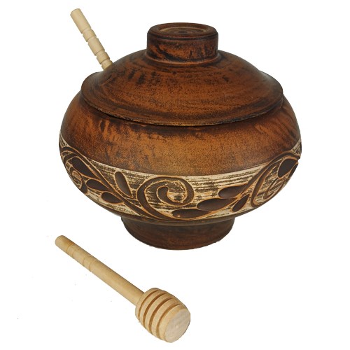 69-332/1М1 Емкость для меда №2 (Орнамент) 0,6 л. ; высота - 14см, ширина - 14см, длина - 14см 69-332/1М