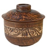 69-350/1 Горшочек для запекания №2 (Орнамент) 0,35 л. ; высота - 10см, ширина - 11см, длина - 11см 69-350/1