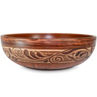 59-842 Супница (миска) для борща "Ангоб" из красной глины, 0,7 л; высота - 5см, ширина - 16см, длина - 16см BL_59-842