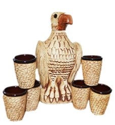 арт.71-078Водочно-коньячный набор "Орел" коричневый шамот (штоф+6рюмок) 71-078