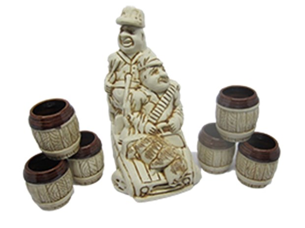 арт.71-061 Водочно-коньячный набор "Охотники на джипе" (штоф+6 стопок) 71-061