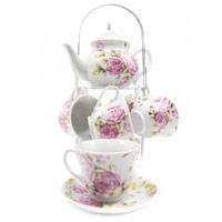 Сервиз чайный на подставке 14 предм.чайник 800 мл,чашка 220 мл BL_A101110
