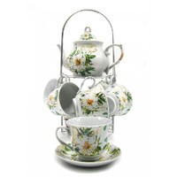 Сервиз чайный на подставке 14 предм.чайник 800 мл,чашка 220 мл BL_A101111