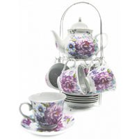 Сервиз чайный на подставке 14 предм.чайник 800 мл,чашка 220 мл BL_A101112