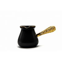 Турка с ненагреваемой ручкой жаропрочная керамика 300 мл в ПУ черная BL_A101218