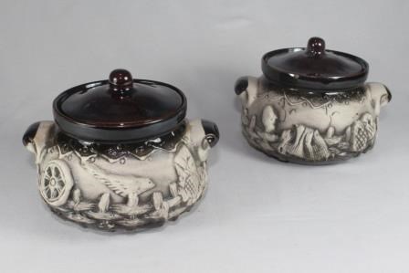 арт.3650 Горшок для запекания (кастрюлька) "Дворик" серый 0,7л. 3650