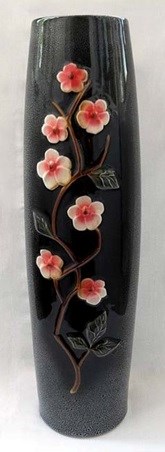 арт.3247/1 Ваза"Сакура" (черный мрамор) Н=56см 3247/1