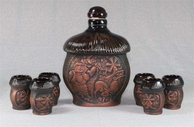 арт.15-1571 Водочно-коньячный набор" Хатка "(штоф + 6стопок) 15-1571