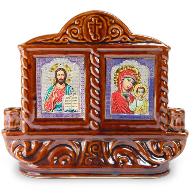 ИК1017 арт.5510 Икона "Иисус + Казанская Божья  Матерь" 6/16/14см. ИК1017