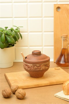 69-329/1М1 Емкость для меда №2 (Орнамент) 0,4 л. ; высота - 10см, ширина - 11см, длина - 11см 69-329/1М