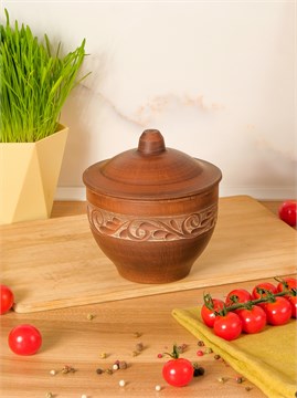 69-328 Горшок для запекания (Орнамент) 0,6 л. ; высота - 13см, ширина - 12см, длина - 12см (2) 69-328