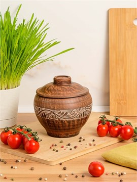 69-331/1 Горшок для жаркого №2 (Орнамент) 0,55 л. ; высота - 10см, ширина - 12см, длина - 12см 69-331/1