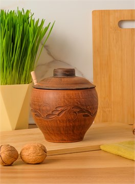 69-231/1М1 Емкость для меда №2 (Вьюнок) 0,55 л. ; высота - 11см, ширина - 12см, длина - 12см (2) (2) (2) 69-231/1М