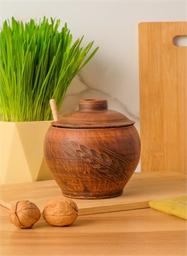 69-130/1М1 Емкость для меда №2 (Колос) 0,7 л. ; высота - 14см, ширина - 13см, длина - 13см (2) (2) (2) 69-130/1М