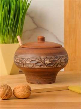 69-332М1 Емкость для меда №1 (Орнамент) 0,6 л. ; высота - 13см, ширина - 14см, длина - 14см (2) (2) (2) 69-332М