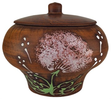 69-532 Чугунок/Горшок для жаркого №1 (Одуванчик З) 0,6 л. ; высота - 13см, ширина - 14см, длина - 14см 69-532