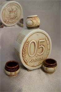 Водочно-коньчный набор «Рублвка(шамот)»(штоф+3рюмок) 3474