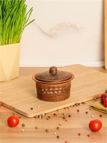 69-137 Кокотница для жульена с крышкой (Колос) 0,25 л. ; высота - 8см, ширина - 10см, длина - 10см .69-137