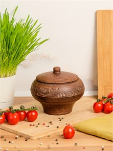 69-232 Чугунок/Горшок для жаркого №1 (Вьюнок) 0,6 л. ; высота - 13см, ширина - 14см, длина - 14см .69-232