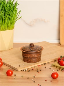 69-237 Кокотница для жульена с крышкой (Вьюнок) 0,25 л. ; высота - 8см, ширина - 10см, длина - 10см .69-237