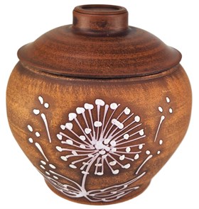 69-430/1 Горшок для жаркого №2 (Одуванчик Б) 0,7 л. ; высота - 14см, ширина - 13см, длина - 13см .69-430/1