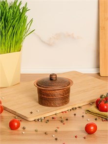 69-037 Кокотница для жульена с крышкой (Гладь) 0,25 л. ; высота - 8см, ширина - 10см, длина - 10см .69-037