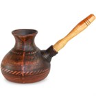 59-893 Турка с деревянной ручкой 0,9 мл "Гладкая серия" ; высота - 17см, ширина - 26см, длина - 14см BL_59-893