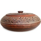 59-902 Блюдо для запекания - пловница №2 "Ангоб" из красной глины, 2,4 л; высота - 22см, ширина - 22см, длина - 22см BL_59-902