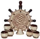 арт.71-066 Водочно-коньячный набор "Штурвал" шамот (штоф+6рюмок) 71-066