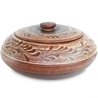 59-883 Блюдо для запекания-пловница №1 "Ангоб" из красной глины, 1,7 л; высота - 11см, ширина - 19см, длина - 19см BL_59-883